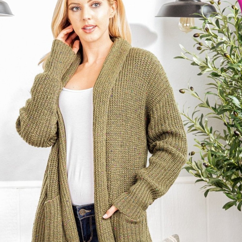 Heimish Open Cardigan in Olive